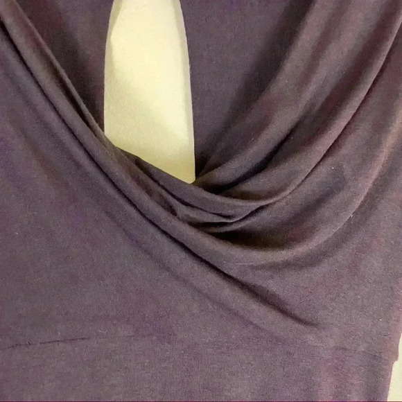 BCBGMaxAzria Dark Brown Rayon Drapey Sequined Long Sleeve Top - Picture 3 of 12